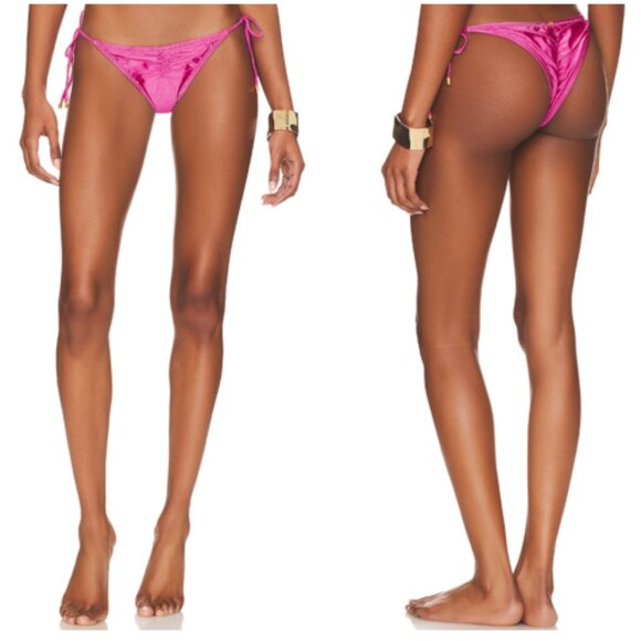 NWT PQ Ruched Tie Teeny Bikini Bottom in Cosmo Pink - L - Picture 1 of 7